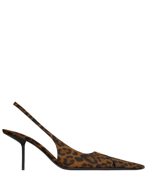 SAINT LAURENT Saint Laurent Women Babylone Breteuil Slingback Pumps In Leopard Grosgrain