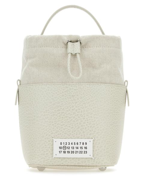 Maison Margiela Chalk leather and canvas mini 5AC bucket bag