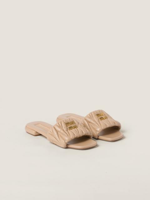 Miu Miu Matelassé nappa leather slides