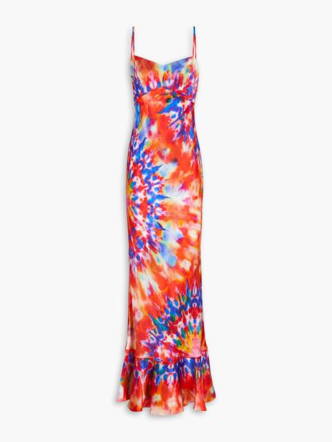 SALONI Mimi tie-dyed silk-satin midi dress