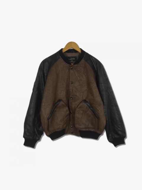 Other Designers Bomber Jacket - Milano Connection Leather Sheepskin Bomber Varsity Jacket