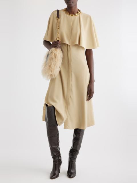 Chloé Cape Overlay Silk Crepe Shirtdress in Golden Hemp at Nordstrom