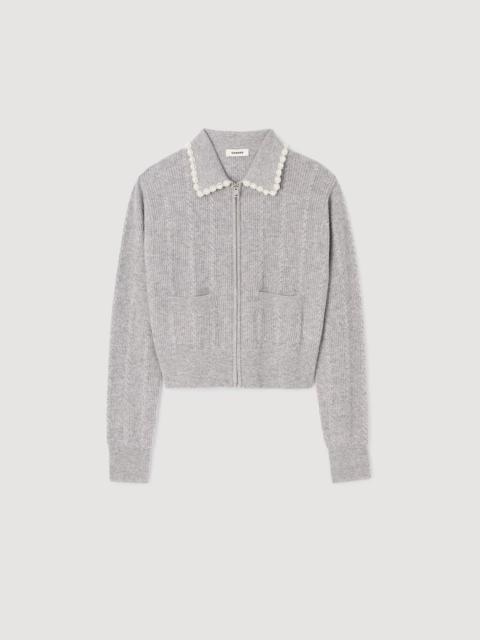 Sandro CARDIGAN WITH BEADED COLLAR