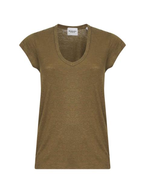Isabel Marant Étoile Khaki lightweight linen Zankou T-shirt