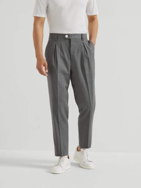 Brunello Cucinelli Virgin wool dynamic fresco trousers with tee holder