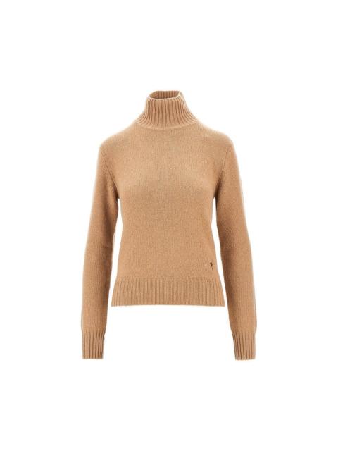 AMI Paris Ami Cashmere Standing Collar Sweater Beige