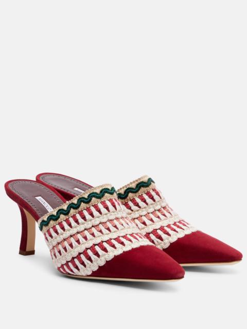Manolo Blahnik Alo 70 embroidered suede mules
