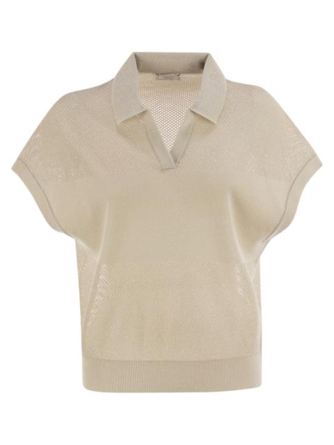 Peserico - Peserico Women Tricot Polo Shirt In Pure Cotton Crepe Yarn