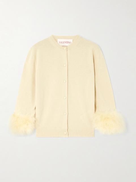 Valentino Feather-trimmed Wool Cardigan