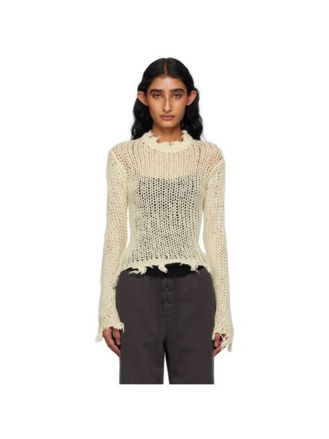 OPEN YY Beige Distressed Crop Knit Sweater