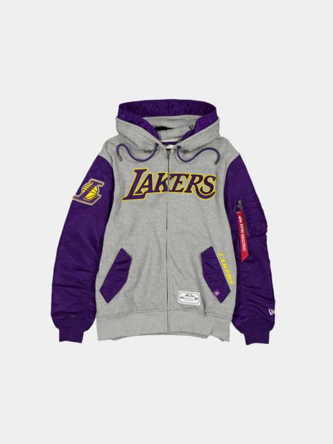 ALPHA INDUSTRIES LOS ANGELES LAKERS X ALPHA X NEW ERA MA-1 ZIP UP HOODIE