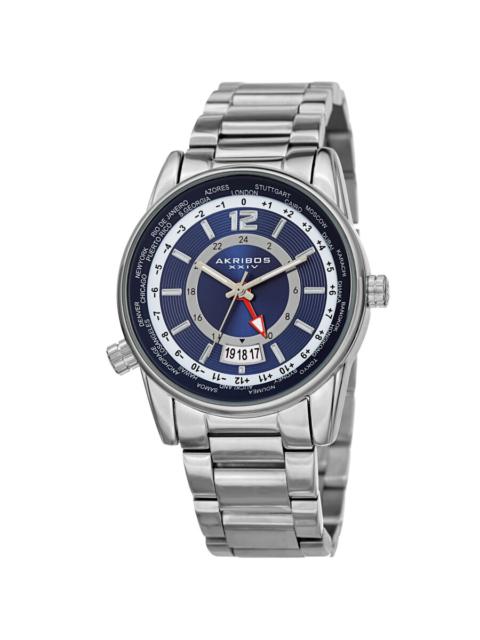 Other Designers Akribos XXIV World Time Quartz Blue Dial Men's Watch AK1021SSBU