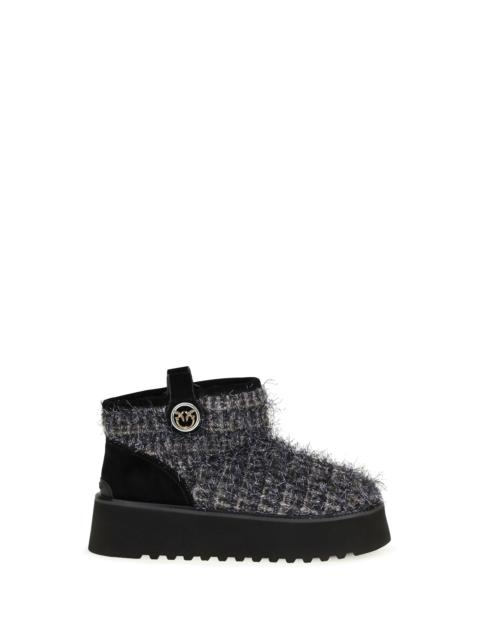 PINKO Pinko Tweed and Lurex Ankle Boots Pewter