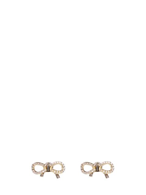 FERRAGAMO Ferragamo Women Gold Crystal-Embellished Vara Bow Earrings