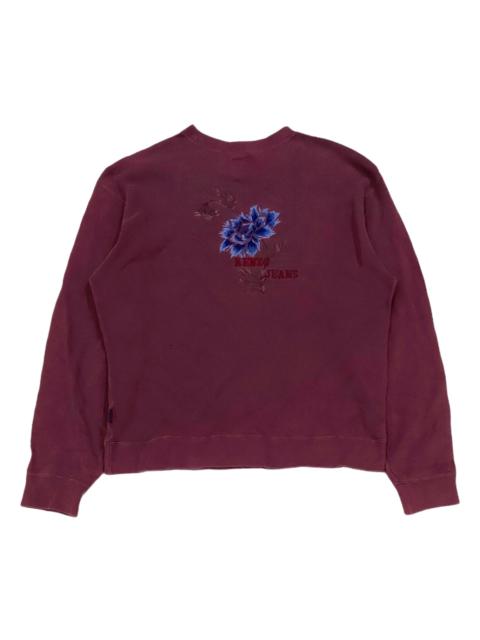 KENZO RARE! VTG KENZO JEANS FLORAL EMBROIDERED SWEATSHIRT.