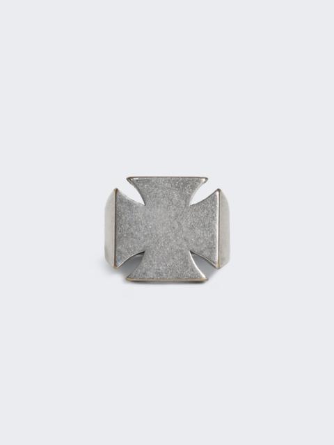 VETEMENTS Biker Cross Minimal Ring Silver