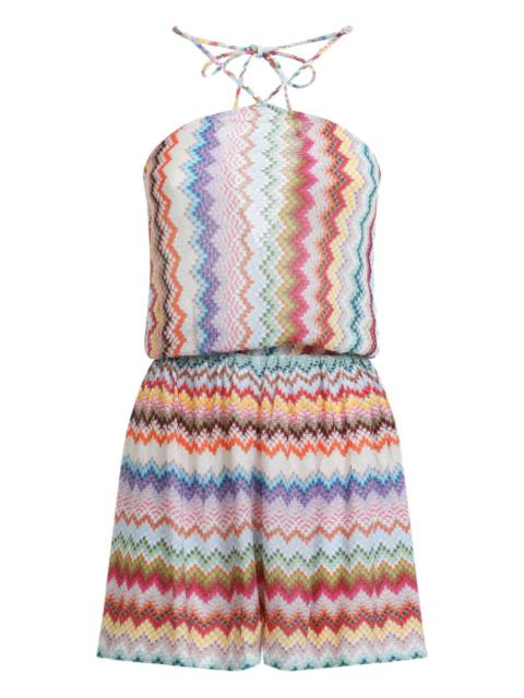 Missoni Missoni Women Short Jumpsuit In Lamé Viscose With Pixel-Effect Zigzag Pattern