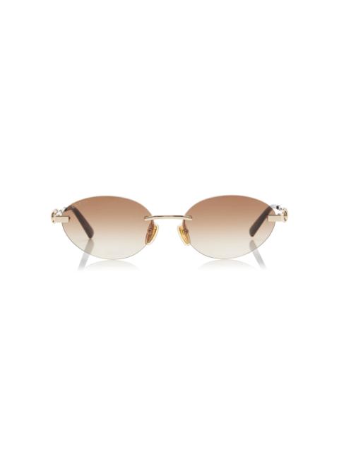 GUCCI Round-Frame Metal Sunglasses brown