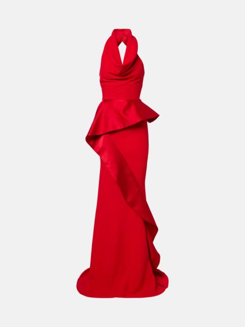 MATICEVSKI Provocateur halterneck peplum satin gown
