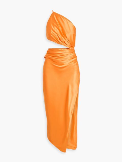 THE SEI One-shoulder cutout silk-satin midi dress