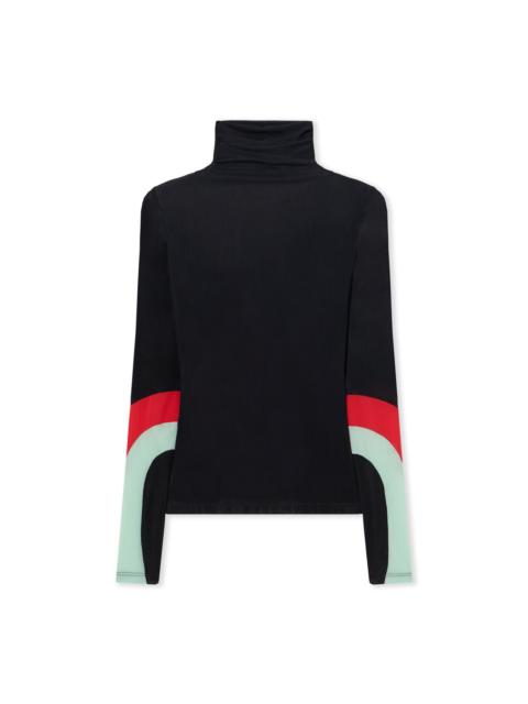 Off-White Long-Sleeved Turtleneck with Color Insert