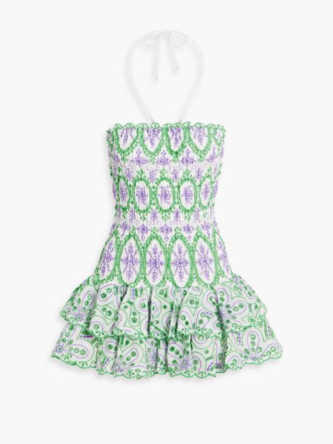 Charo Ruiz Megan ruffled broderie anglaise cotton-blend mini dress