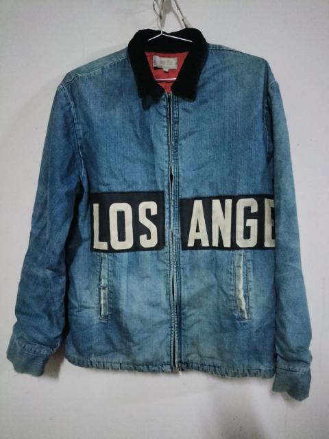 Blue Blue Japan Distressed Blue Blue Japan Los Angeles Denim Bomber Workwear