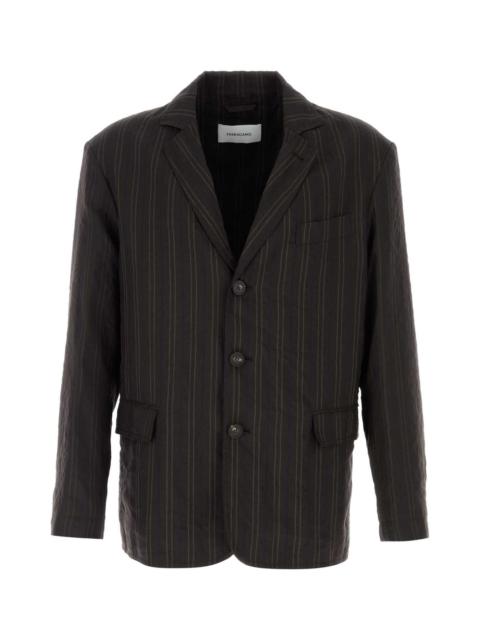 FERRAGAMO Salvatore Ferragamo Men Embroidered Linen Blend Blazer