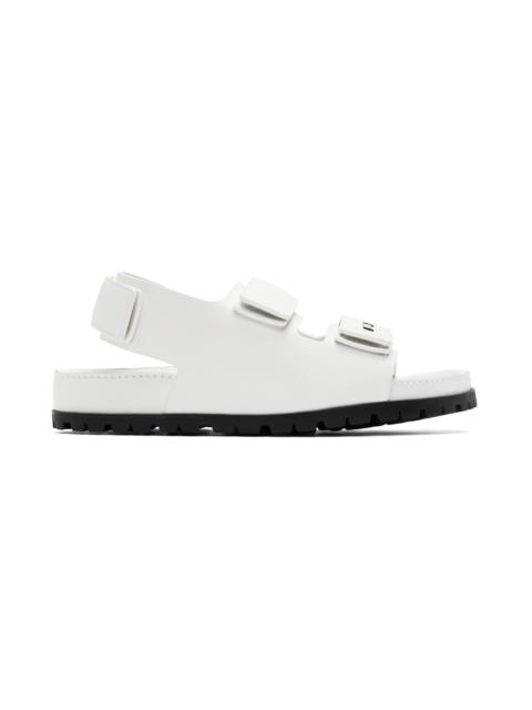JUUN.J White Leather Flat Sandals