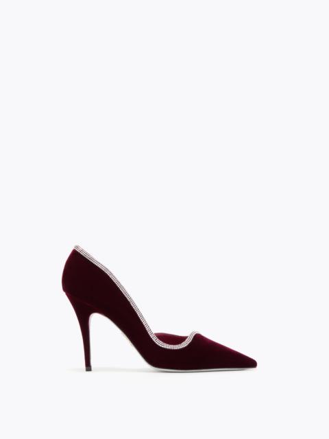 RENE CAOVILLA ONDA BURGUNDY VELVET PUMP 100