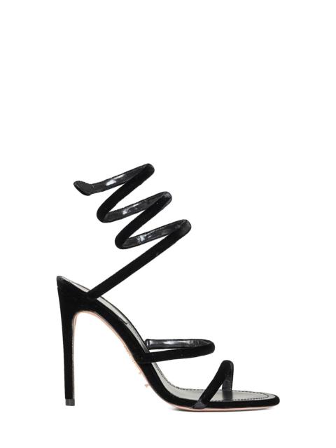 RENE CAOVILLA Rene Caovilla Women Black Velvet Cleo 105 Sandals