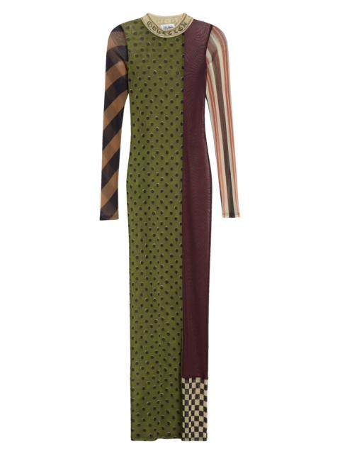 Jean Paul Gaultier Jean Paul Gaultier Patchwork Print Long Sleeve Mesh Body-Con Dress in Green Multicolor at Nordstrom