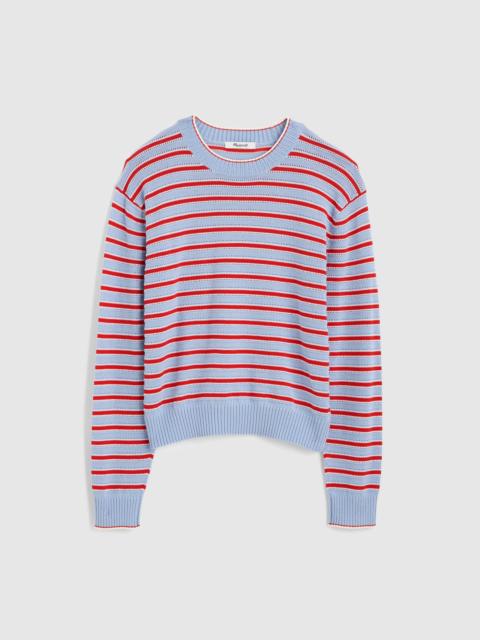 Madewell Striped Textured-Stitch Crewneck Sweater in 100% Cotton