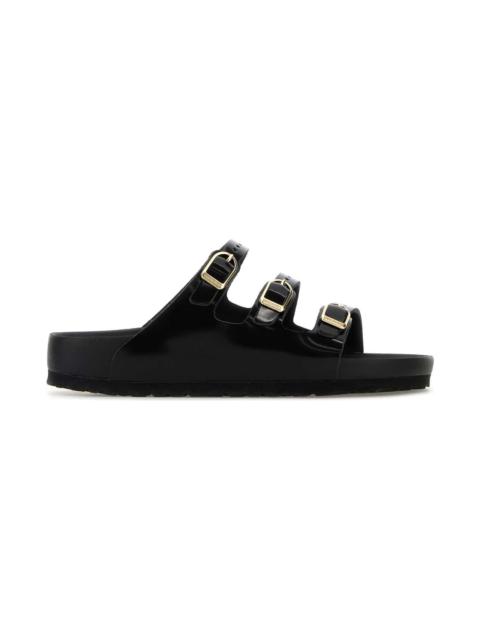 BIRKENSTOCK Black Leather Florida Slippers