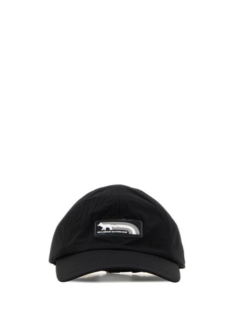 Maison Kitsuné Black nylon baseball cap