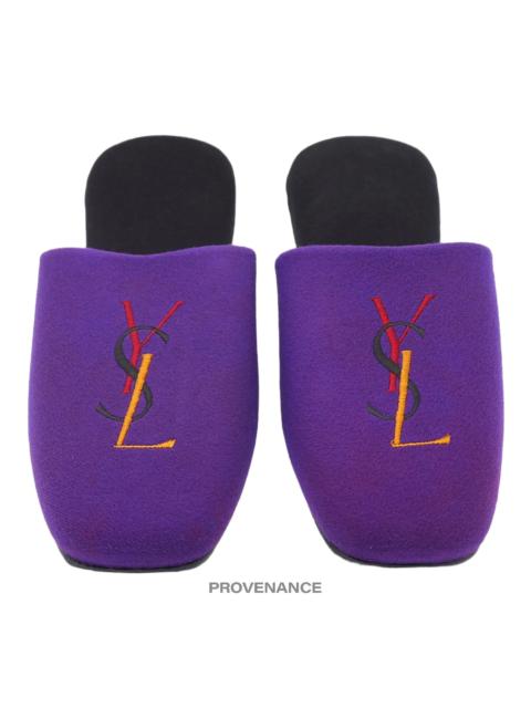 SAINT LAURENT Yves Saint Laurent YSL Logo Slipper - Purple Velour