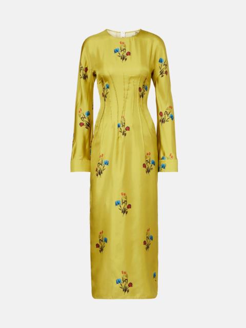 Marni Floral silk midi dress