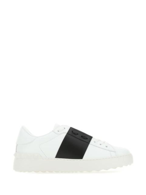 Valentino Garavani Woman Leather Open Sneakers With Black Band