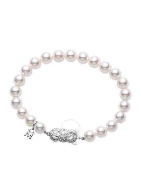 MIKIMOTO Mikimoto 18k White Gold Akoya Cultured Pearl Bracelet 7x6.5mm A 7" UD70107W