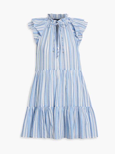 VERONICA BEARD Zee layered striped ramie mini dress