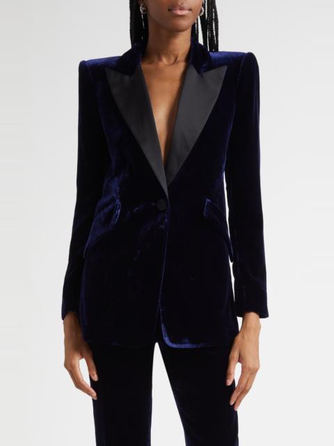 L'AGENCE L'AGENCE Sheila Structured Velvet Blazer in Midnight/Black at Nordstrom