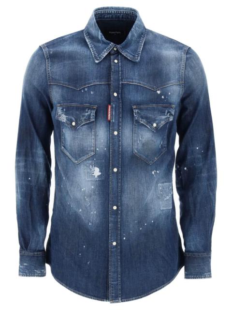 Dsquared2 Western Shirt In Used Denim
