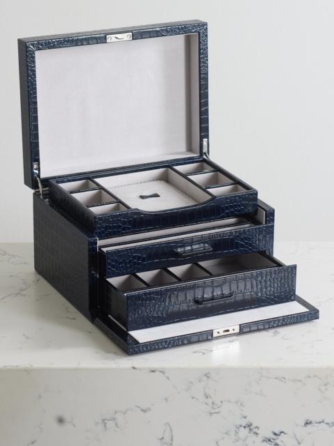 Smythson Mara Croc-effect Leather Jewelry Box
