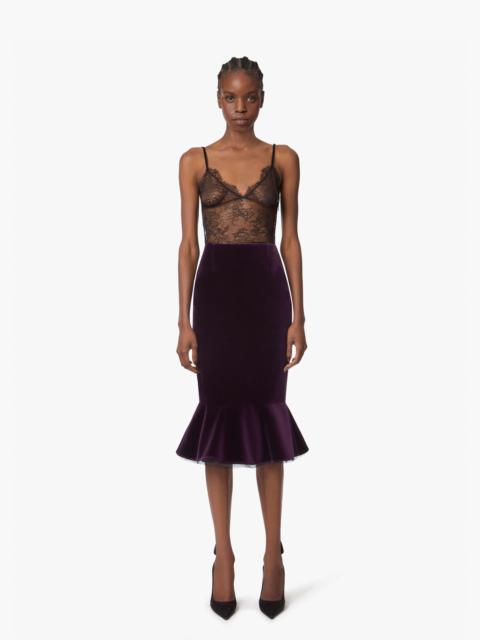 NINA RICCI Midi Peplum Velvet Skirt
