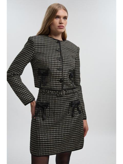 KAREN MILLEN Tall Tailored Tweed Bow Detail Mini Skirt