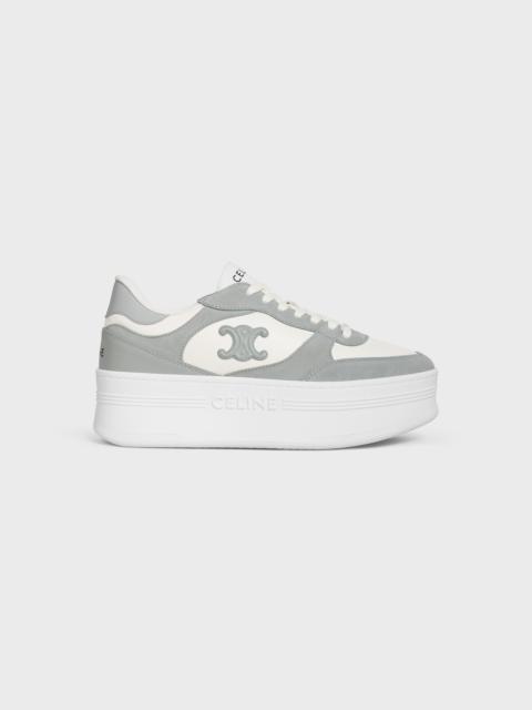 CELINE BLOCK WEDGE SNEAKER WITH TRIOMPHE PATCH IN CALFSKIN AND SUEDE CALFSKIN
