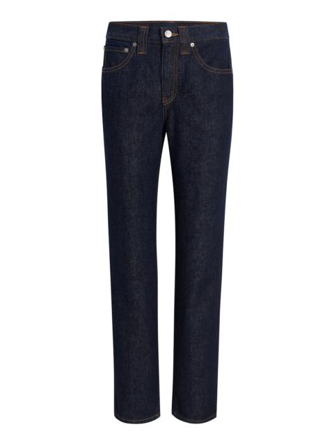 KHAITE Farley Mid-Rise Denim Straight-Leg Jeans dark wash