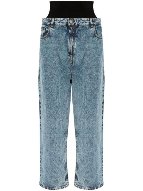 Knitted band denim jeans