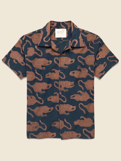 KARDO Tiger Block Print Shirt - Navy