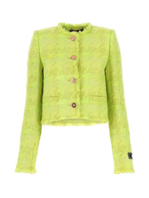 VERSACE Versace Women Acid Green Boucle Blazer